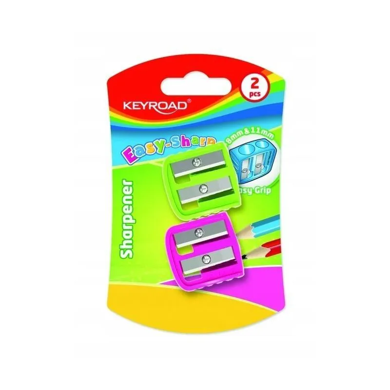 TEMPERÓWKA PODWÓJNA KEYROAD 2 SZT PASTELOWA OSTRZAŁKA DO KREDEK I OŁÓWKÓW