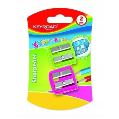 TEMPERÓWKA PODWÓJNA KEYROAD 2 SZT PASTELOWA OSTRZAŁKA DO KREDEK I OŁÓWKÓW