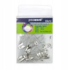 AGRAFKI DO BIURA METALOWE 24 SZT. RÓŻNE ROZMIARY