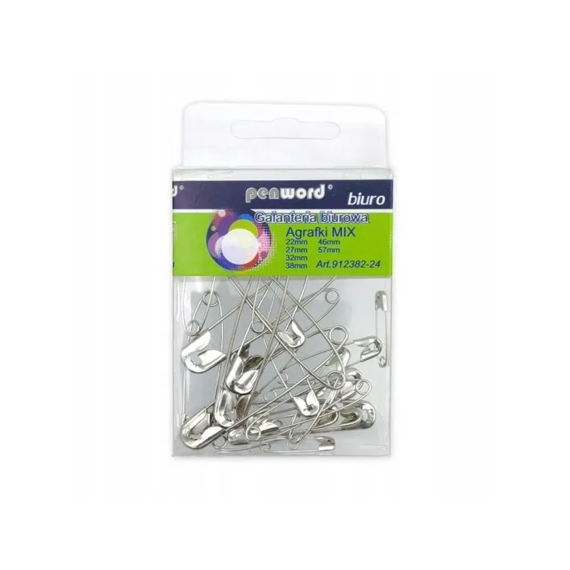 AGRAFKI DO BIURA METALOWE 24 SZT. RÓŻNE ROZMIARY