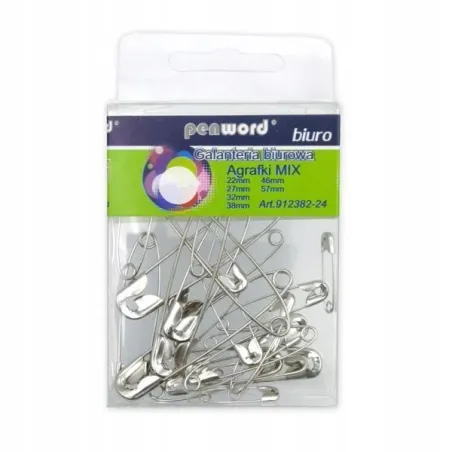 Agrafki Do Biura Metalowe 24 Szt. Różne Rozmiary