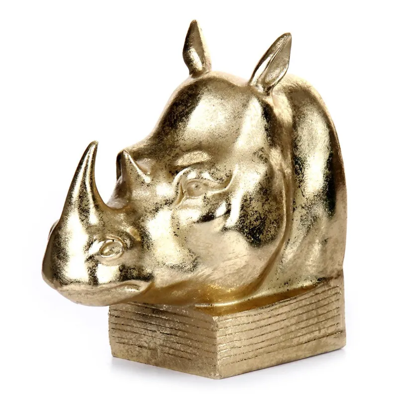 ZŁOTA PODPÓRKA DO KSIĄŻEK NOSOROŻEC GREEN VIBES