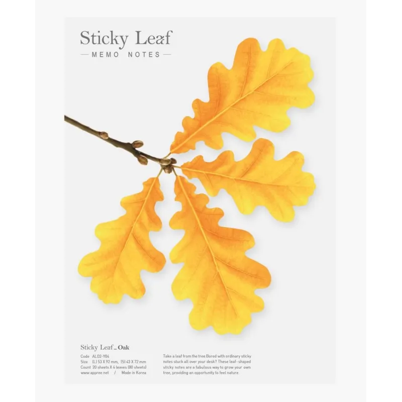 KARTECZKI SAMOPRZYLEPNE DĄB ŻÓŁTY L APPREE 4x20 SZTUK