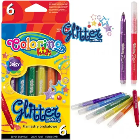 Flamastry Brokatowe 6 Kolorów Colorino