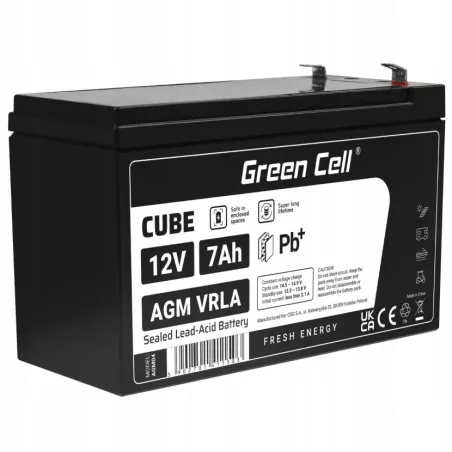 GREEN CELL AKUMULATOR BEZOBSŁUGOWY AGM 12V 7AH VRLA DO UPS ALARMÓW MONITORINGU