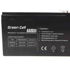 Green Cell Akumulator Bezobsługowy Agm 12V 7Ah Vrla Do Ups Alarmów Monitoringu