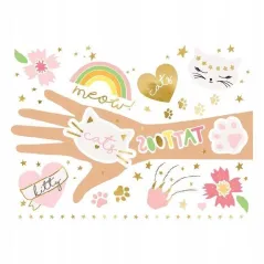 TATUAŻE ZMYWALNE KOTKI MIX WZORÓW 12 SZTUK PARTYDECO