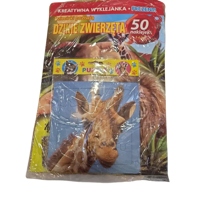 DZIECIAKI POZNAJĄ DZIKIE ZWIERZĘTA KREATYWNA WYKLEJANKA + PUZZLE 3+
