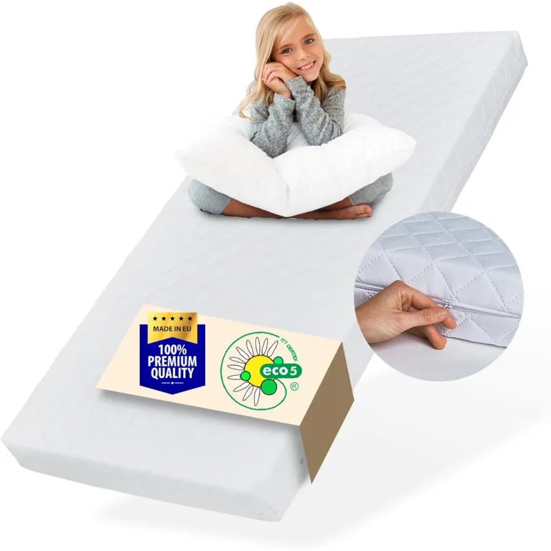 KIDS COLLECTIVE MATERAC DLA DZIECI 120x200 CM – DWUSTRONNY, ODDYCHAJĄCY, ECO5, ZDEJMOWANY POKROWIEC
