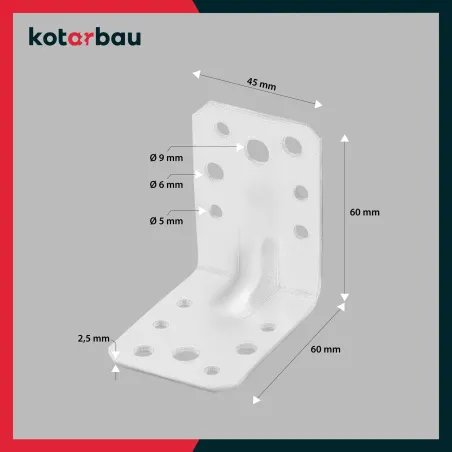 Kątownik Ciesielski Wzmacniany 25Szt. 65X65X45 Mm Stal Ocynkowana Kotarbau