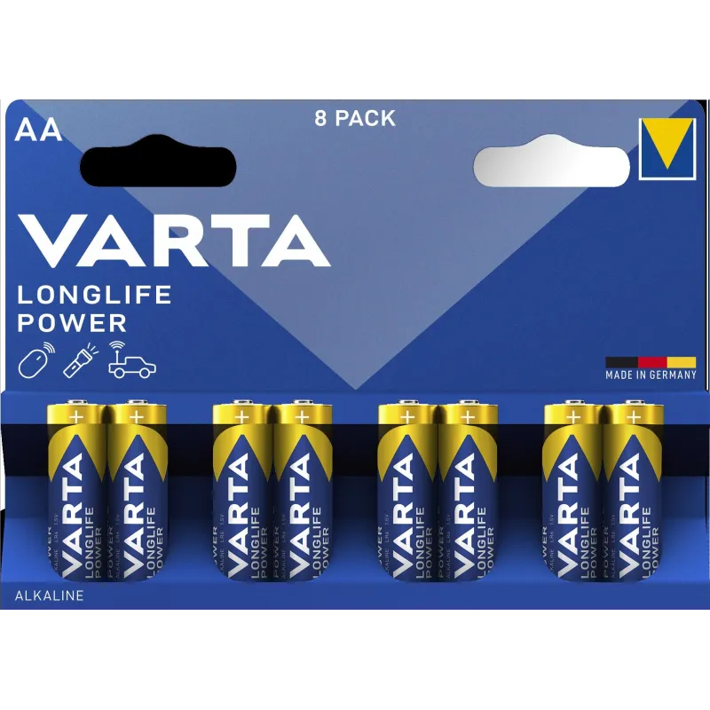 BATERIE ALKALICZNE VARTA LONGLIFE POWER AA LR6 8 SZTUK