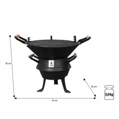 Grill Węglowy Żeliwny Beczułka Activa Valencia Czarny 35 Cm 4 Osoby