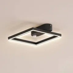 Lampa Sufitowa Led Lindby Yulla 34 Cm 15W Czarna Z Czujnikiem Ruchu