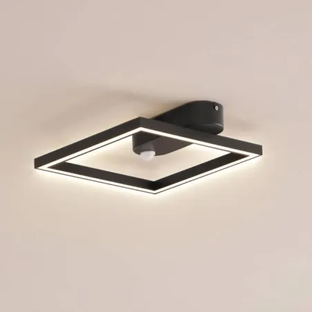 Lampa Sufitowa Led Lindby Yulla 34 Cm 15W Czarna Z Czujnikiem Ruchu