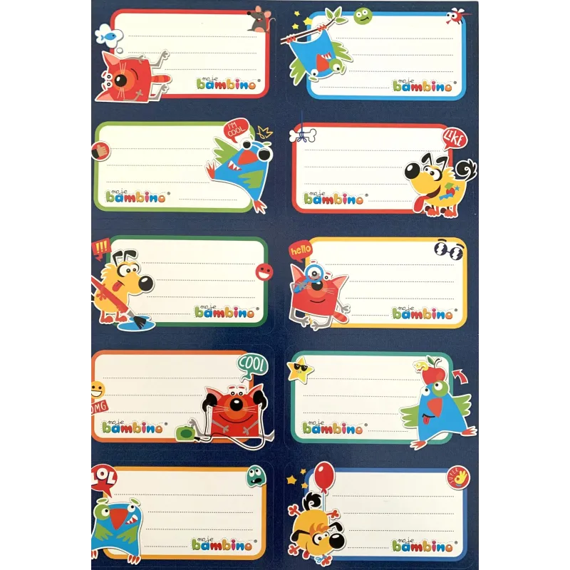 NAKLEJKI NA ZESZYT BAMBINO 10 SZTUK